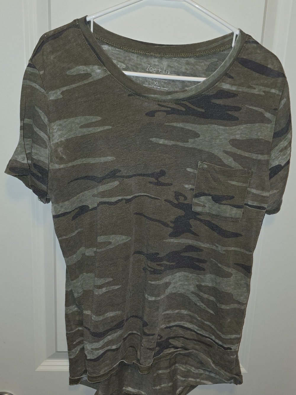 Zoe + Liv Olive Camo Pocket Tee
